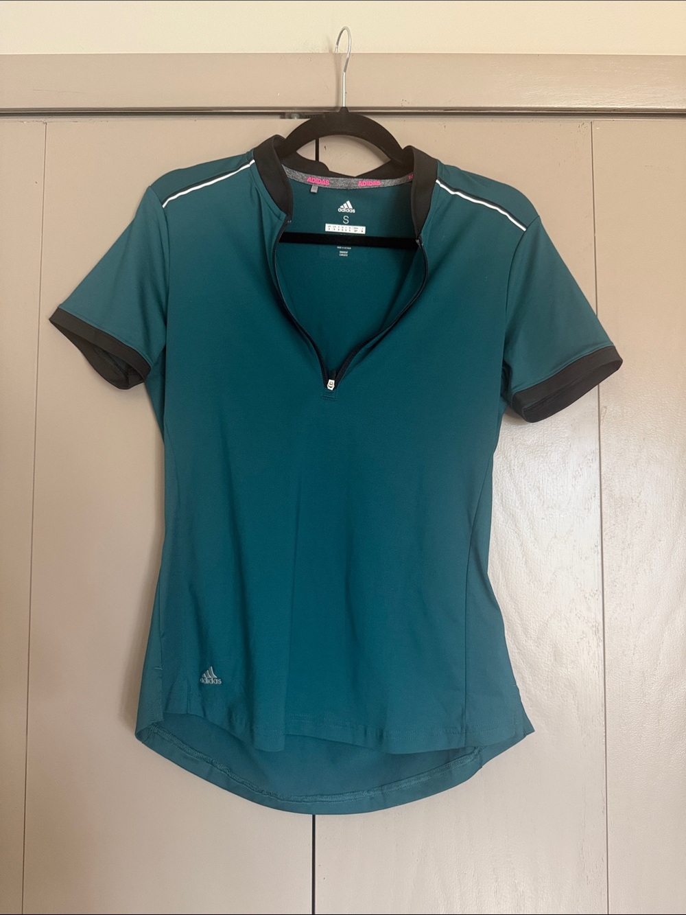 💕5/$25 adidas Women’s Teal Short-Sleeve Zip Athletic Top